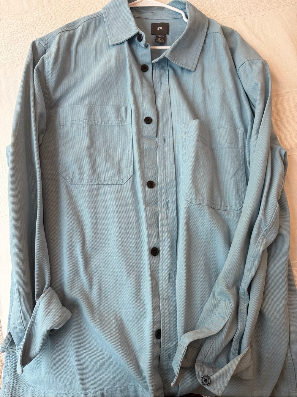 H&M Light Blue Casual Button-Down Shirt with Chest Pockets
